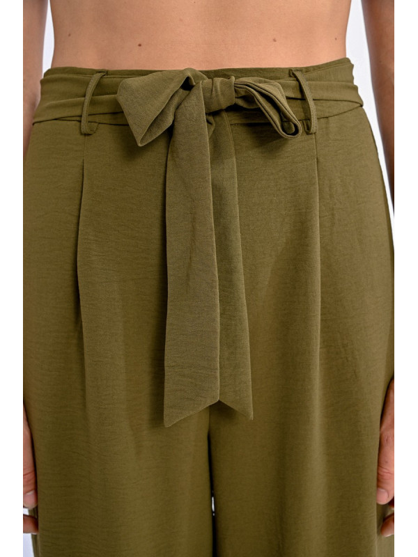 Pantalon wide leg lien et élastique taille