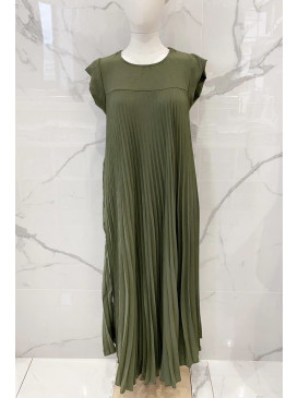Robe longue plissée col...