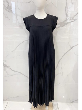Robe longue plissée col...