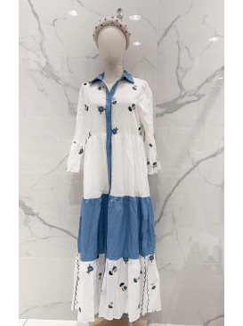 Robe chemise longue à...