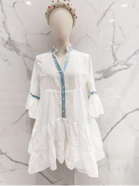 Robe courte bohème broderie...