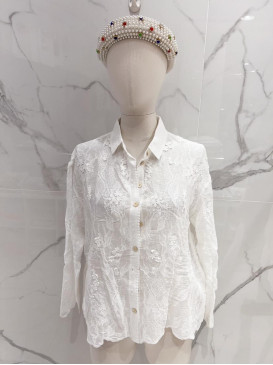 Chemise brodée manches...