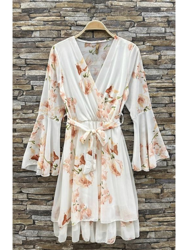 Robe courte imprimé fleuri décolleté cache-cœur