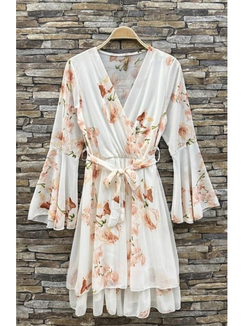 Robe courte imprimé fleuri décolleté cache-cœur