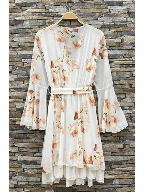 Robe courte imprimé fleuri décolleté cache-cœur