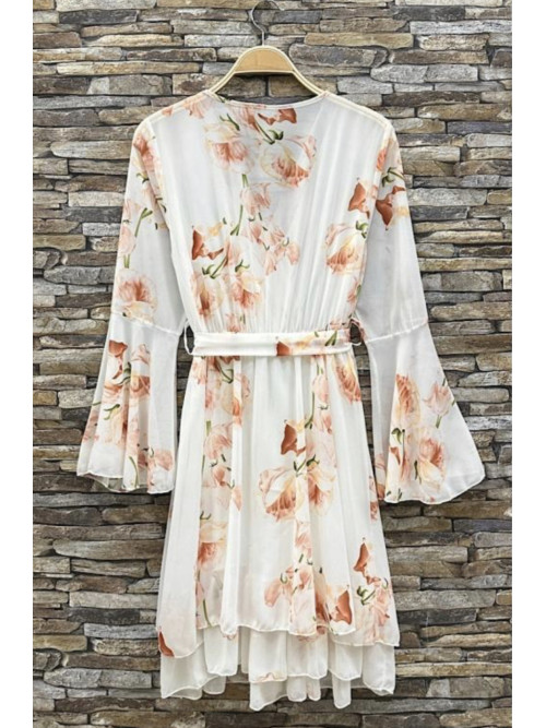 Robe courte imprimé fleuri décolleté cache-cœur