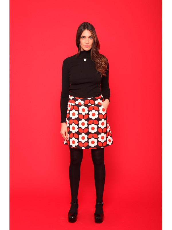 Jupe courte imprimée esprit seventies