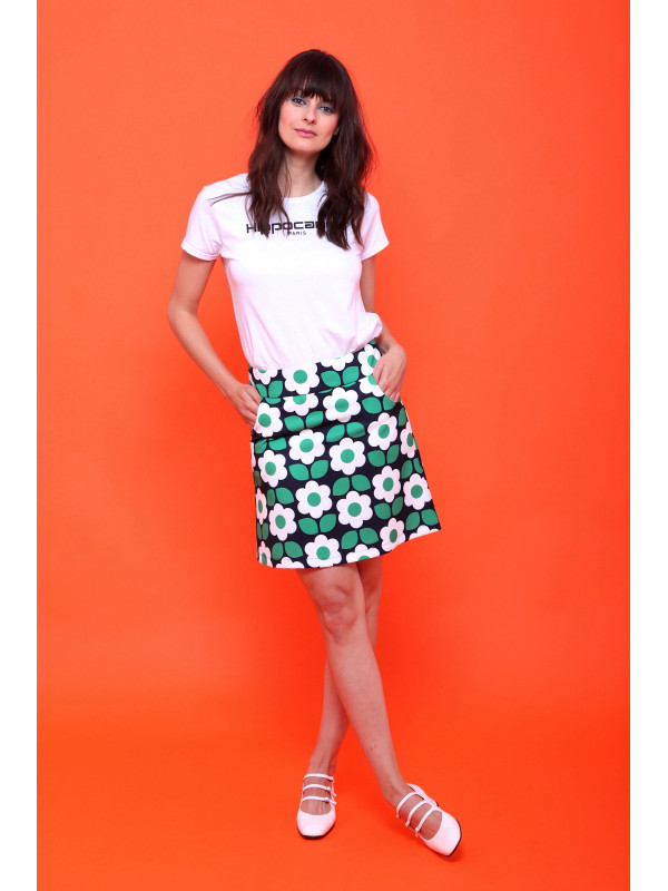 Jupe courte imprimée esprit seventies