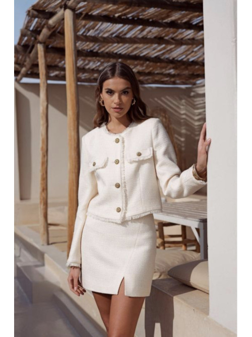 Jupe courte en tweed uni