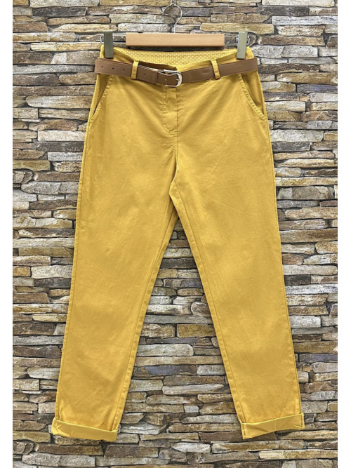 Pantalon slim stretch avec poches cotés et ceinture