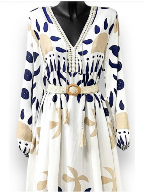 Robe longue imprimé ethnique