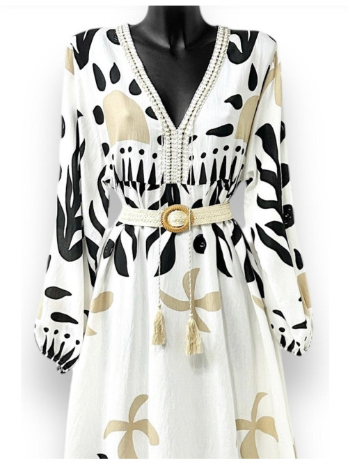 Robe longue imprimé ethnique