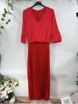 Robe longue plissée bi...