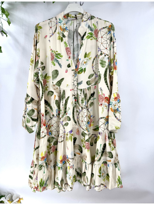 Robe courte oversized imprimée à volants
