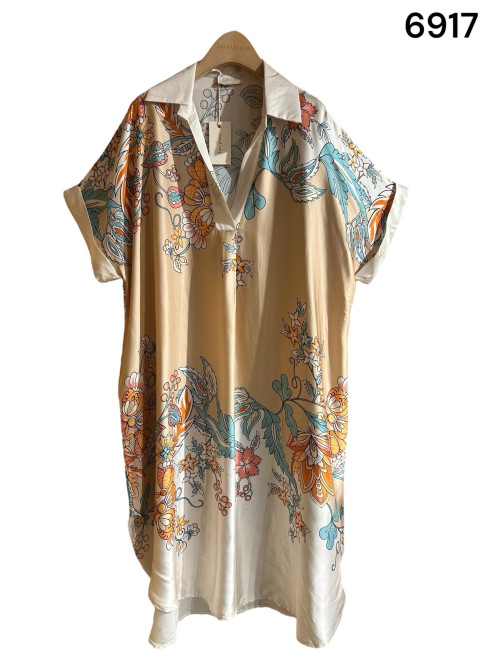 Robe chemise longue oversized imprimée
