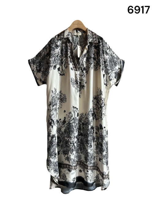 Robe chemise longue oversized imprimée