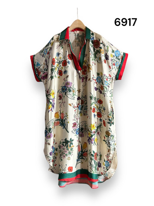 Robe chemise longue oversized imprimé floral