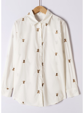Chemise en coton brodé...