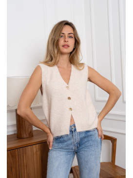 Gilet maille avec 3 boutons...