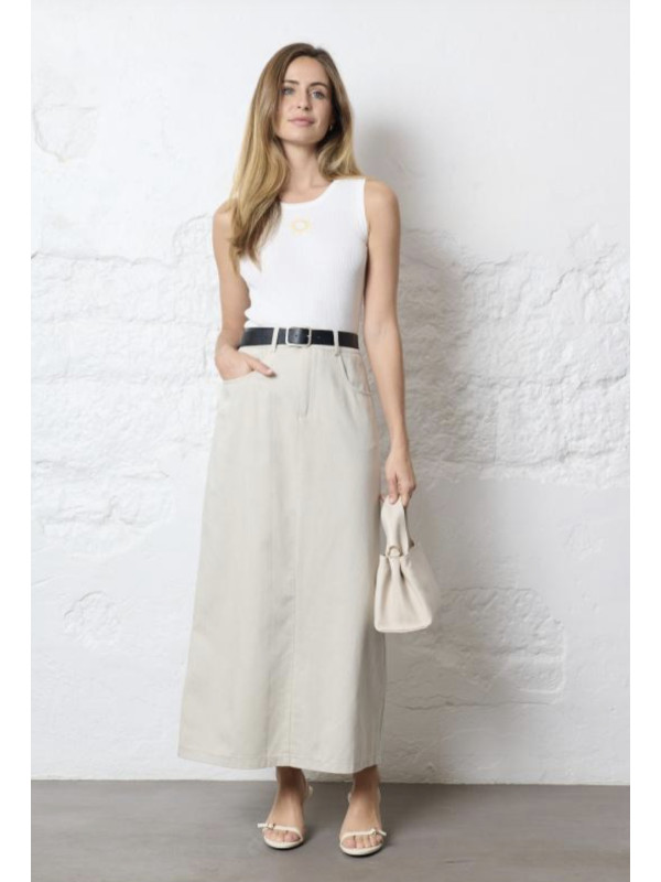 Jupe longue droite avec ceinture