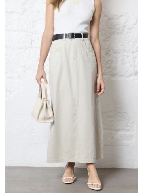 Jupe longue droite avec ceinture