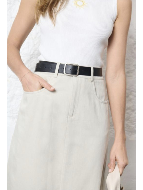 Jupe longue droite avec ceinture