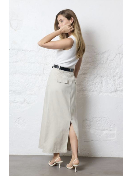 Jupe longue droite avec ceinture