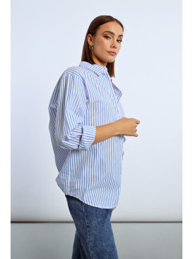 Chemise à rayures filetée -...