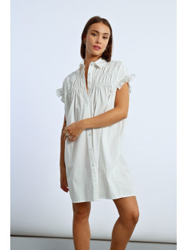 Robe courte froncée - Blanc
