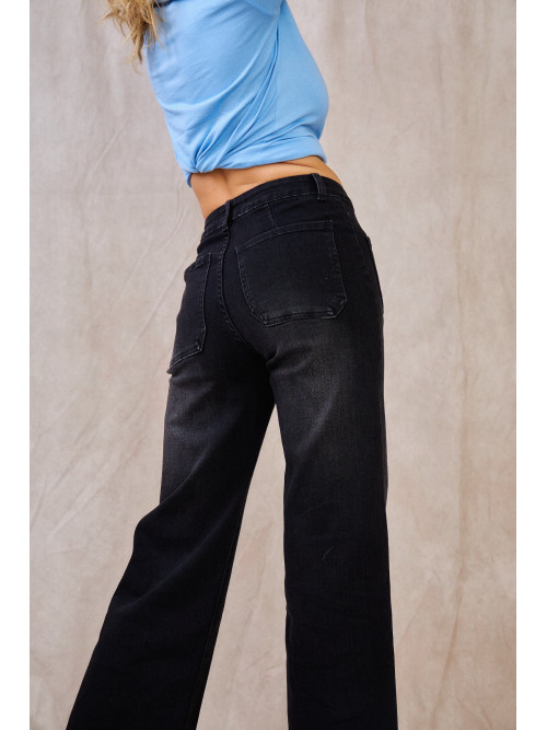 Jean jambes larges poches plaquées