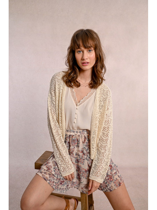Gilet en crochet bord à bord manches longues