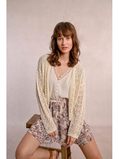Gilet en crochet bord à bord manches longues