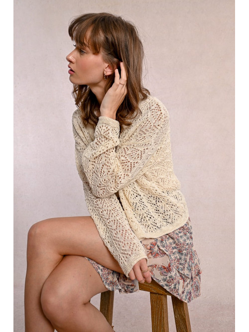 Gilet en crochet bord à bord manches longues