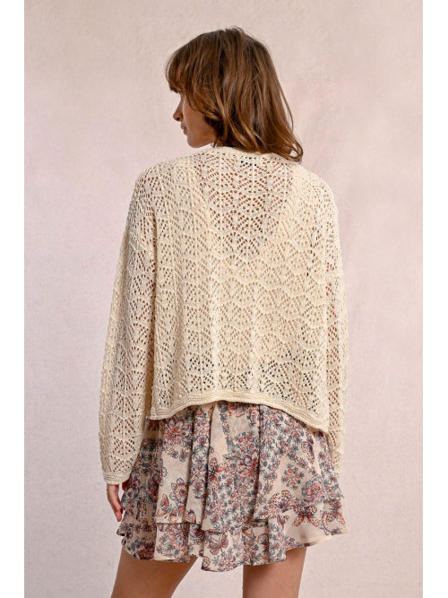 Gilet en crochet bord à bord manches longues