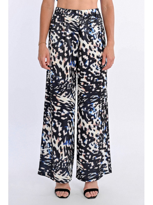 Pantalon wide leg fluide imprimé tachiste