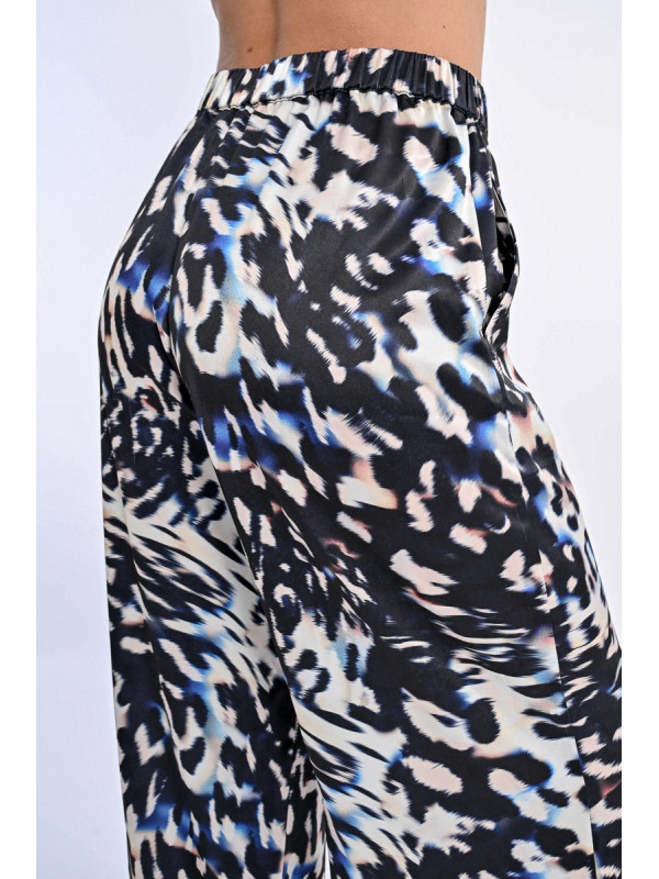 Pantalon wide leg fluide imprimé tachiste