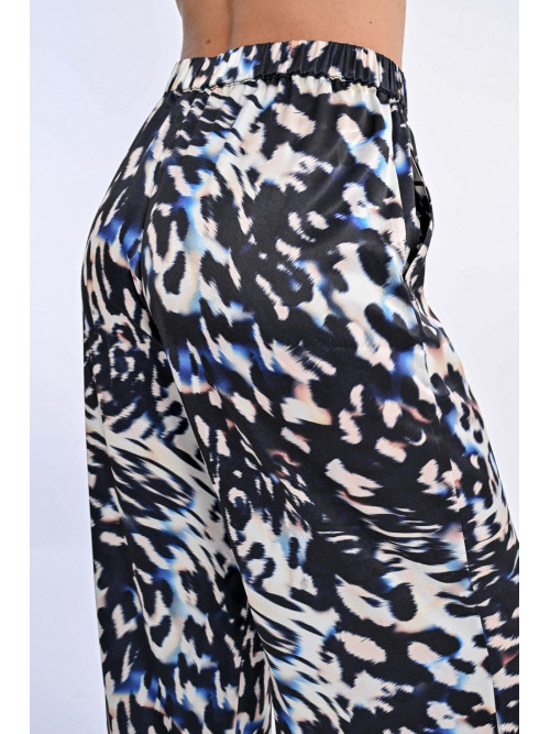 Pantalon wide leg fluide imprimé tachiste