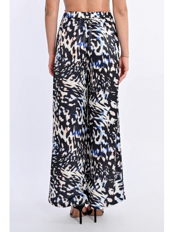 Pantalon wide leg fluide imprimé tachiste