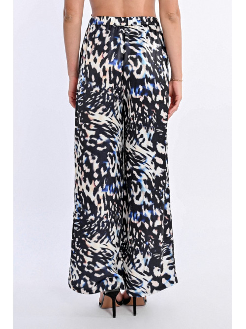 Pantalon wide leg fluide imprimé tachiste