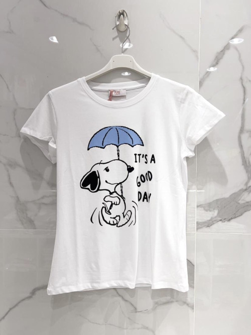 T-shirt Snoopy col rond manches courtes