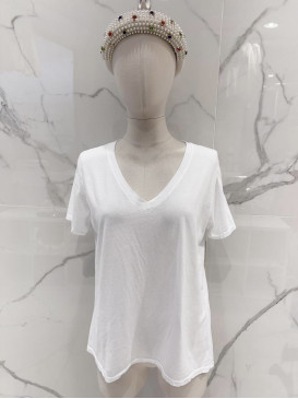 T-shirt uni col V manches...