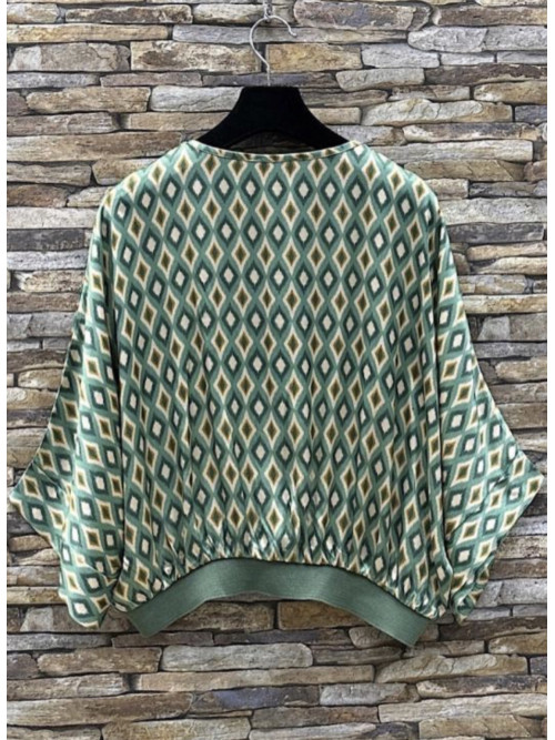 Gilet oversized satiné arabesques manches au coude