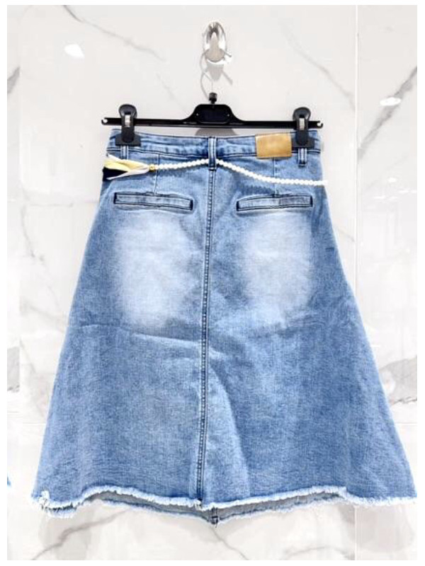 Jupe midi évasée en jean stretch
