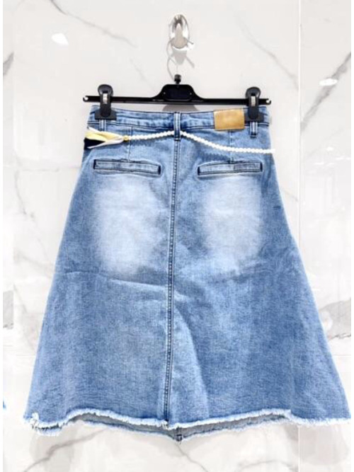 Jupe midi évasée en jean stretch