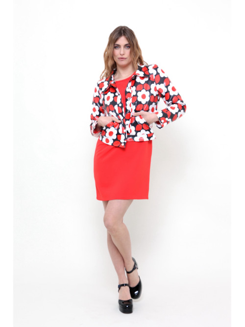 Blouson vinyl imprimé esprit seventies