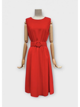 Robe rétro ceinturée col...