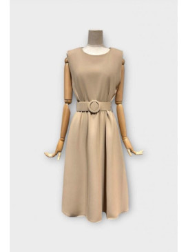 Robe rétro ceinturée col...
