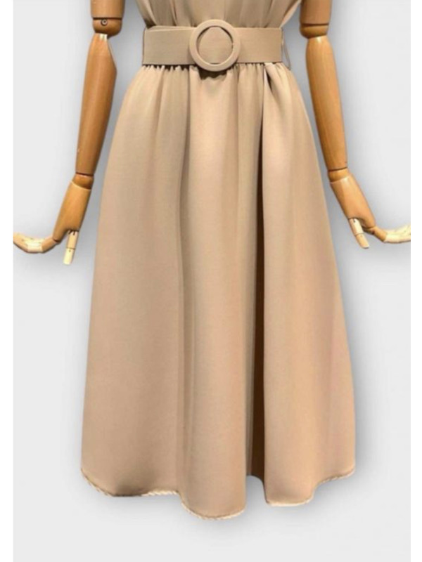 Robe rétro ceinturée col rond sans manche