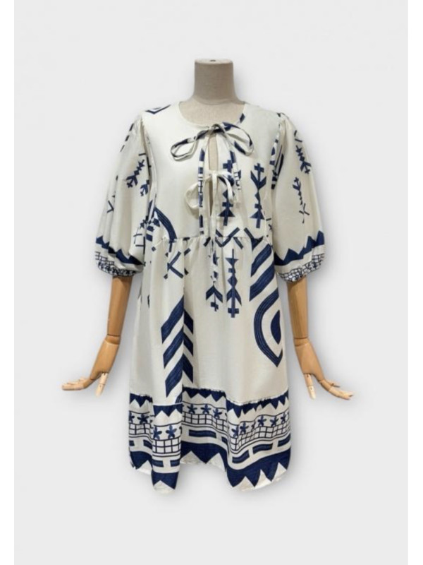 Robe courte imprimée oversized col rond