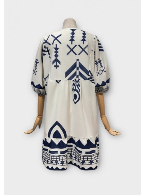 Robe courte imprimée oversized col rond